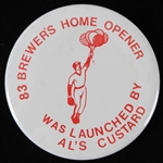 1983 Milwaukee Brewers Home Opener 3" Pinback Button 