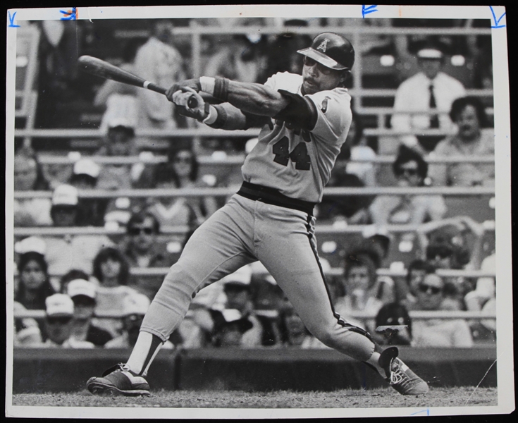 1980s Reggie Jackson California Angels 8x10 Photo with Chicago Tribune COA (Lot of 2)