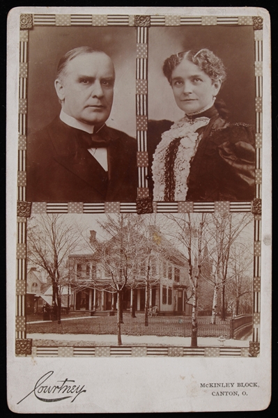 1890s-1900s William Mckinley and Wife Home Memorial Cabinet Card