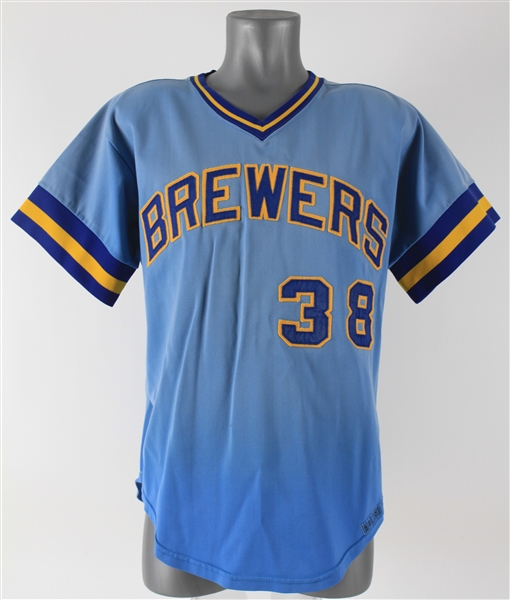 1976 Cal McLish Milwaukee Brewers Game Worn Road Jersey (MEARS A9)