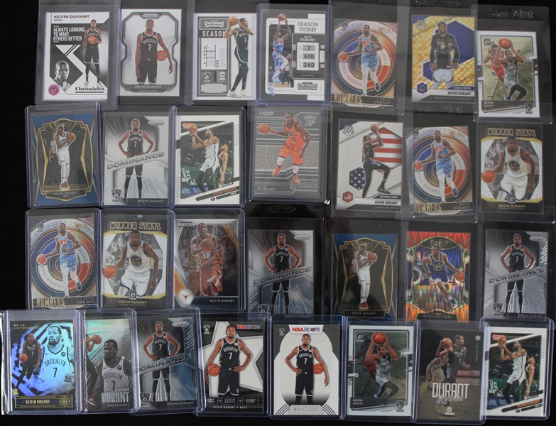 2015-22 Kevin Durant Thunder/Warriors/Nets Basketball Trading Cards - Lot of 30