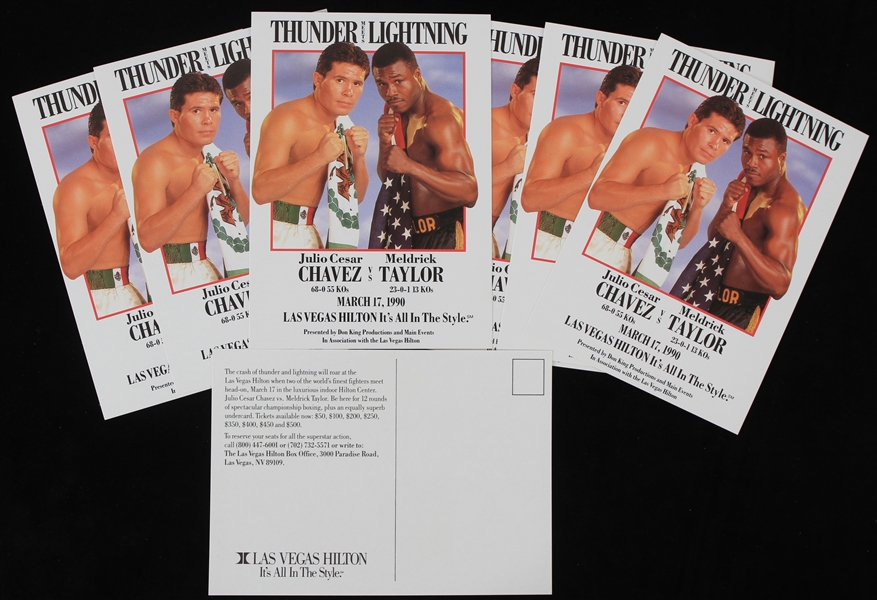 1990 Julio Cesar Chavez vs Meldrick Taylor Ticket Sale and Pricing Postcards (Lot of 7)
