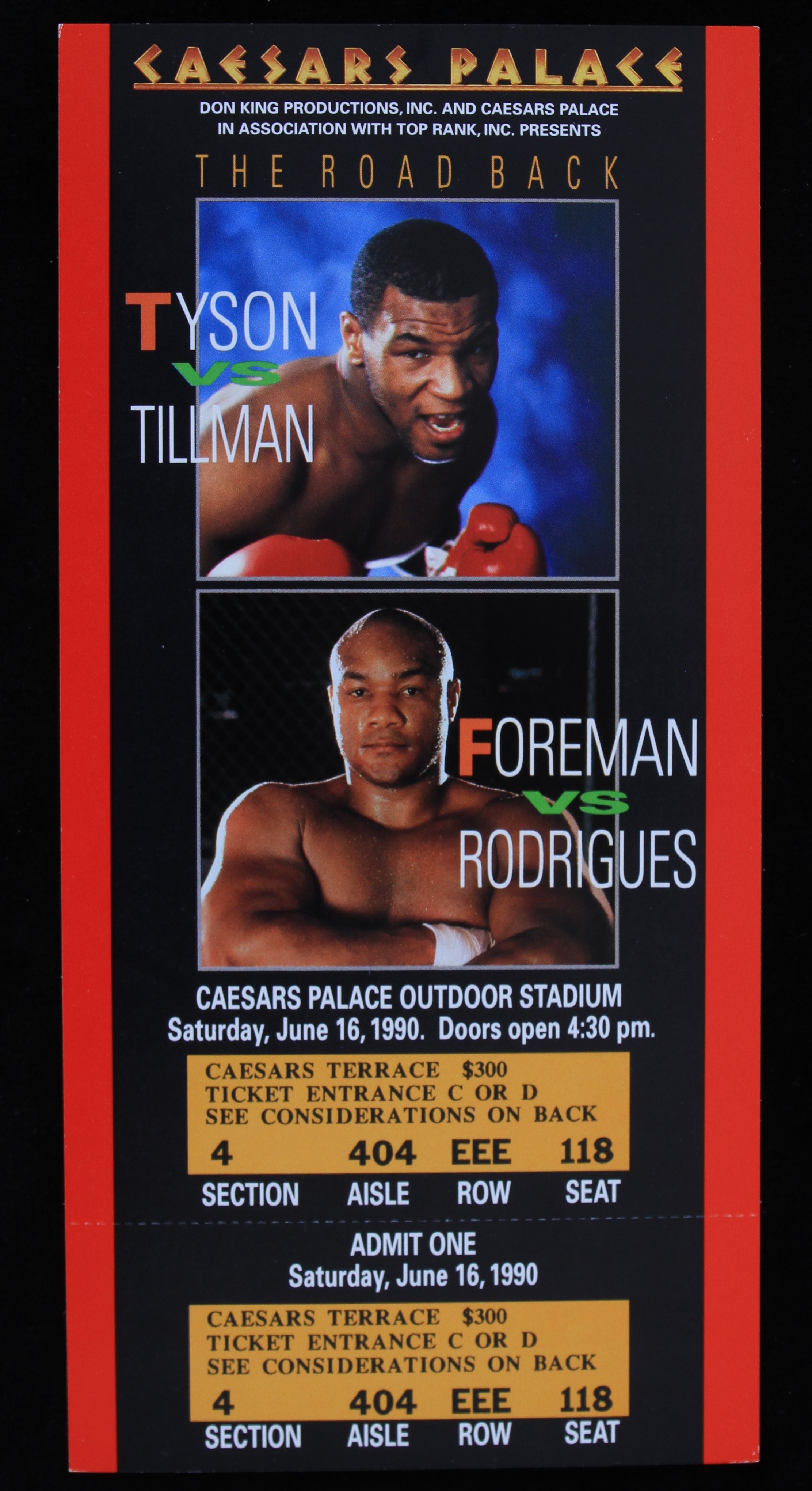 Lot Detail - 1990 Mike Tyson vs Henry Tillman at Caesars Palace Outdoor ...