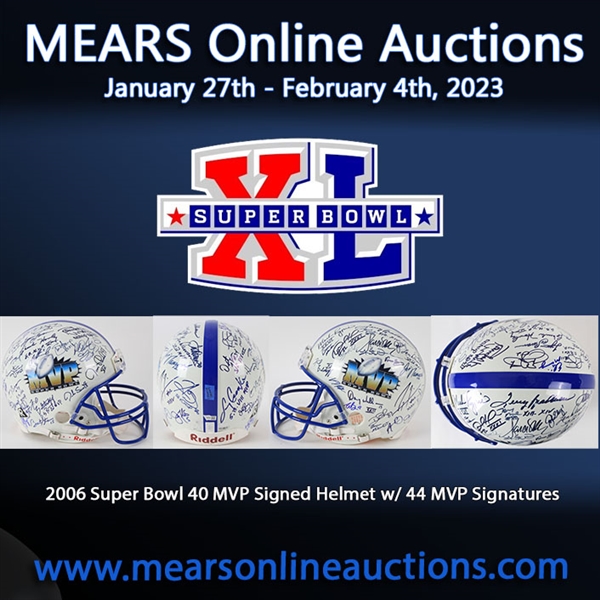2000s Super Bowl MVP Multi Signed Full Size Football Helmet w/ 44 Signatures Including Bart Starr, Joe Namath. Joe Montana, Tom Brady & More (Mounted Memories)