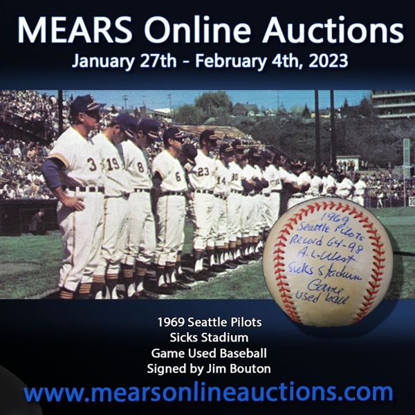 1969 Jim Bouton Seattle Pilots Signed OAL Reach Sicks Stadium Game Used Baseball (MEARS LOA/JSA)