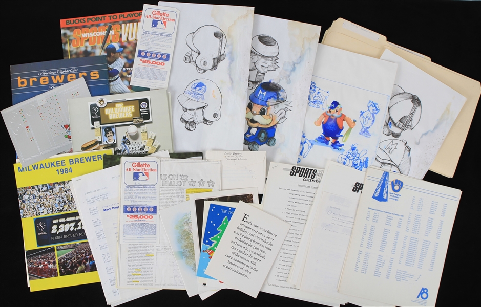 1980s-2000s Milwaukee Brewers Memorabilia Collection - Lot of 50+ w/ Team Concept Art, Publications & More 