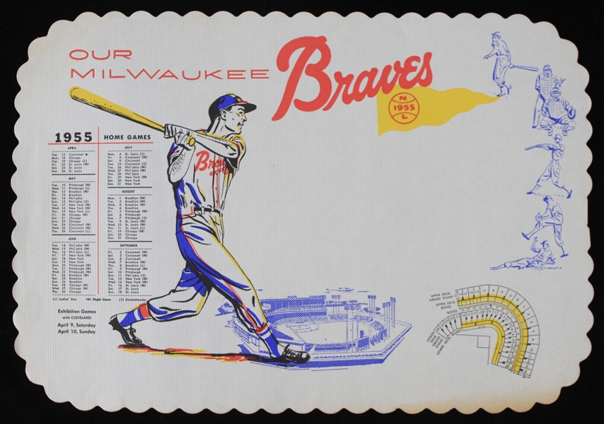 1955 Milwaukee Braves Dinner Table Placemat