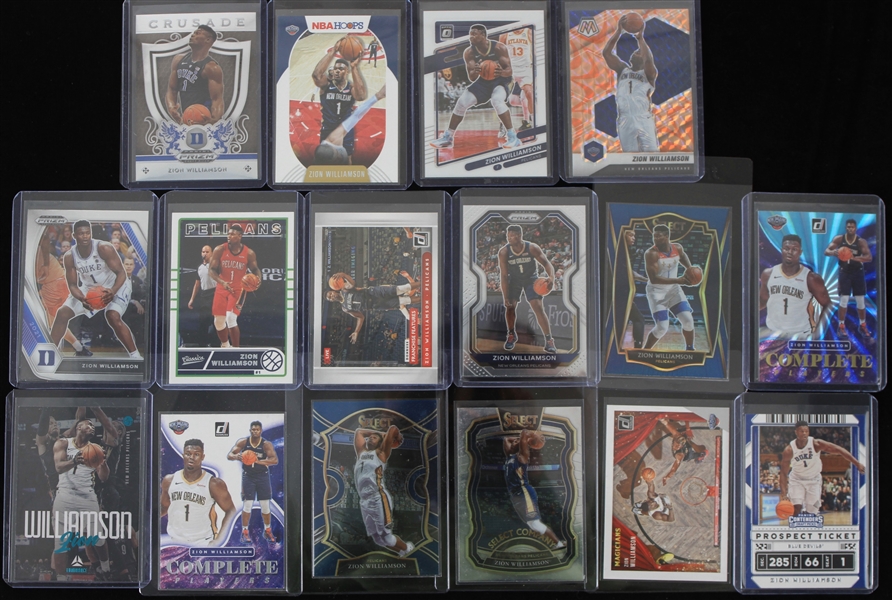 2019-2022 Zion Williamson New Orleans Pelicans Trading Cards (Lot of 16)