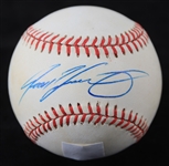 1995-99 Ivan Rodriguez Texas Rangers Signed OAL Budig Baseball (JSA)