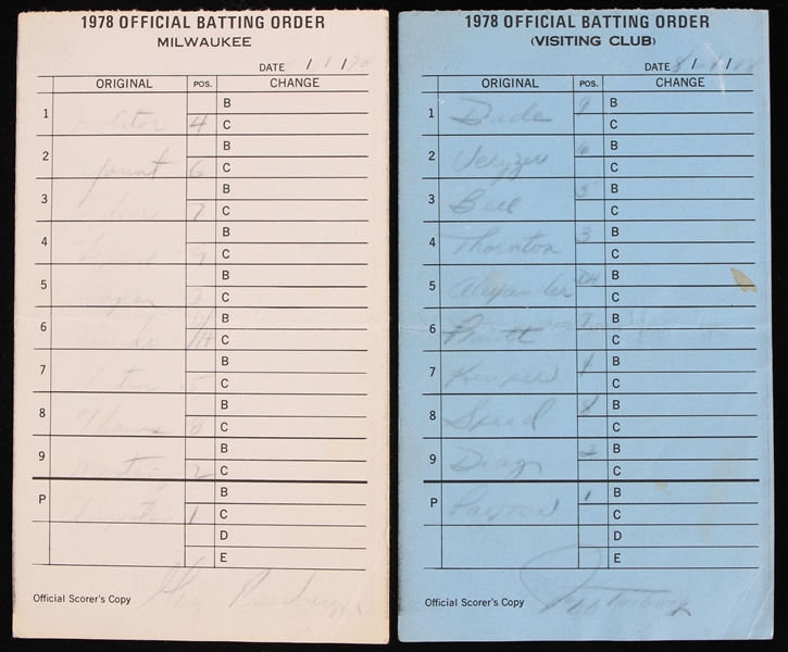 1978 Paul Molitor Milwaukee Brewers Lineup Card (Lot of 2)