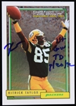 1992 Kitrick Taylor Green Bay Packers Signed Favres First Game Winning TD Commemorative Trading Card (JSA)