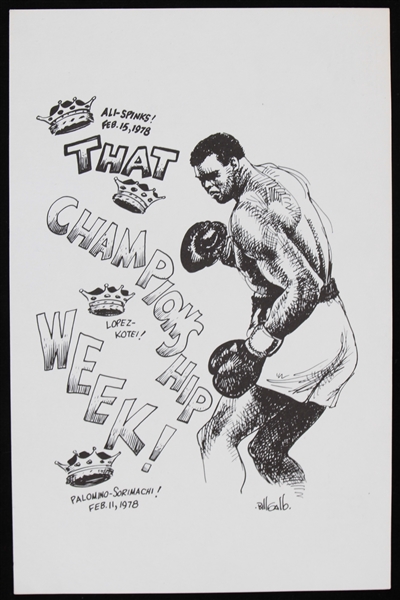 1978 Muhammad Ali Leon Spinks World Heavyweight Championship Title Bout 5.5" x 8.5" Top Rank Postcard  (Troy Kinunen Collection)
