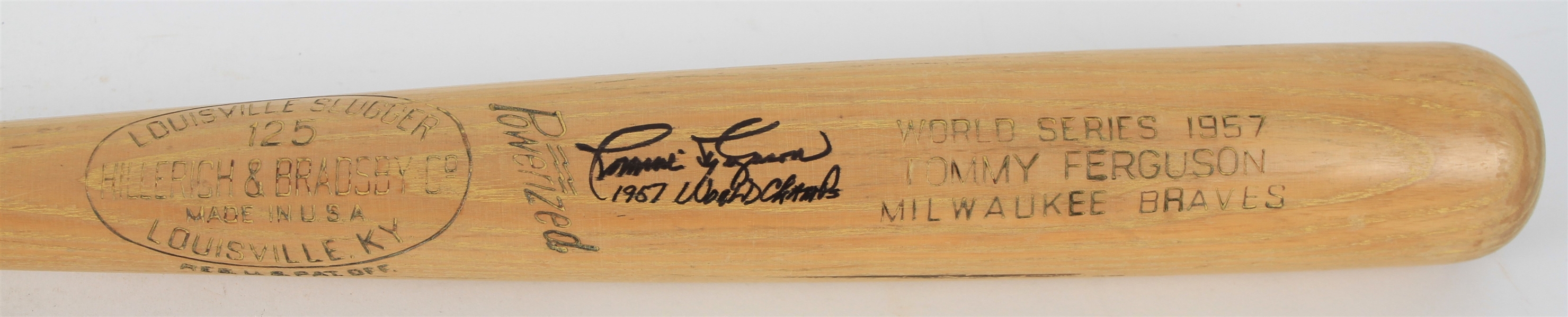 1957 Tommy Ferguson Milwaukee Braves Signed H&B Louisville Slugger Professional Model World Series Bat (MEARS LOA/JSA)