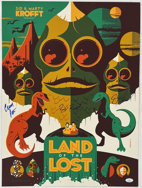 1974-77 David Greenwood, Bill Boyd, Cleveland Porter Land of the Lost Sleestak Signed 18x24 Sid & Marty Krofft Print *JSA*