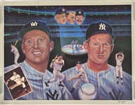 1990 Mickey Mantle Whitey Ford New York Yankees 24" x 32" Lithographs - Lot of 2