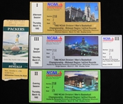 1986-92 Green Bay Packers County Stadium & NCAA Tournament Bradley Center Ticket & Stubs - Lot of 4 