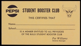 1969-1973 Chicago Bulls Student Booster Card