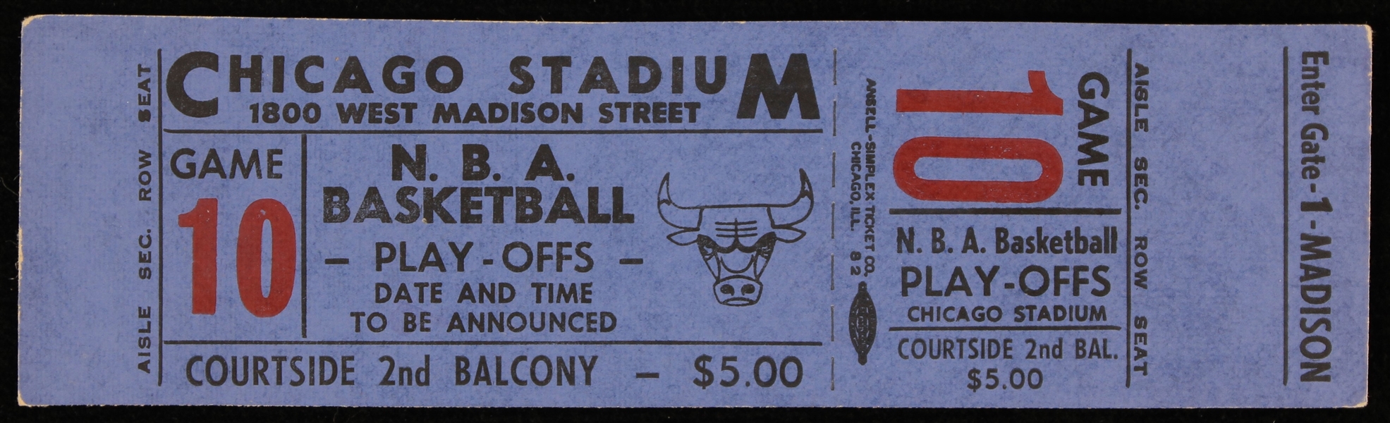 1973 Chicago Bulls Playoff Ticket 