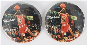 1980s-1990s Michael Jordan Chicago Bulls 3 Inch Pinback Buttons (Lot of 2)
