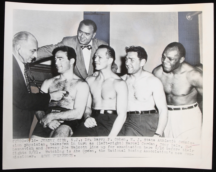 1948 Marcel Cerdan, Tony Zale, Gus Lesnevich & Jersey Joe Walcott 7x9 Press Photo 