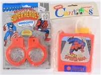 1980s-90 Spiderman MIB Cantoons Canteen & MOC Marvel Super Heroes Handcuffs - Lot of 2 