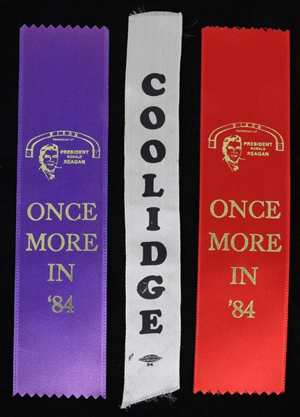 1984 Ronald Reagan and Coolidge 8.5 Inch Ribbons (Lot of 3)