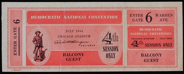 1944 Democratic National Convention Chicago Stadium Balcony Guest Ticket