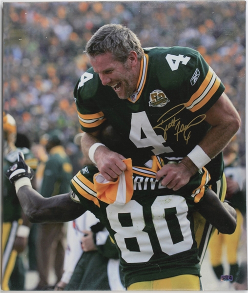 2007 Brett Favre Green Bay Packers Signed 20" x 24" Canvas Print (JSA)