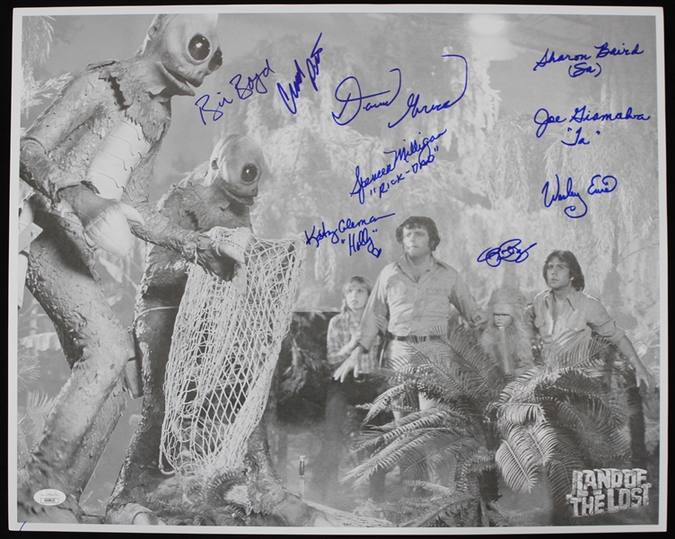 2010s Land of the Lost Cast Signed 16" x 20" Photos w/ 9 Signatures Including Kathy Coleman, Wesley Eure, Spencer Milligan, Sleestaks & More (*JSA*) 
