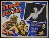 1956 El Hombre Bestia (Man Beast) 12.5" x 16.25" Spanish Language Lobby Card Movie Poster 