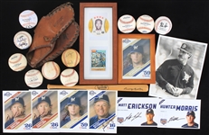 1950s-2000s Baseball Memorabilia Collection - Lot of 25 w/ Ferris Fain First Base Mitt, Publication, Signed Baseballs & More
