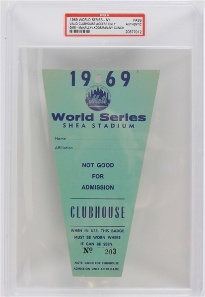 1969 World Series New York Mets vs Baltimore Orioles Game 5 Clubhouse Access Badge (PSA Slabbed)