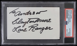 Clayton Moore Lone Ranger (d.1999) Autographed Index Card (PSA Slabbed)