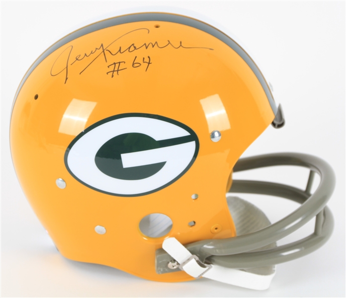 2014 Jerry Kramer Green Bay Packers Signed Full Size Suspension Style Retro Display Helmet (JSA)