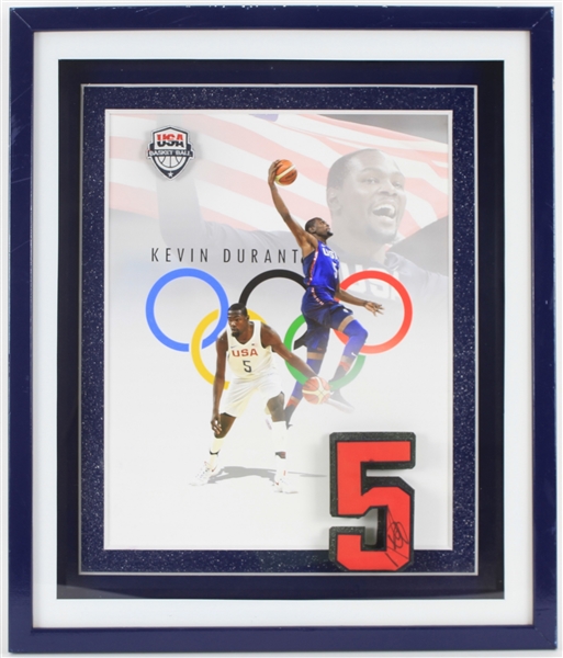 2010s Kevin Durant USA Basketball 24" x 29" x 3" Shadow Box Display w/ Signed Numeral (*JSA*)