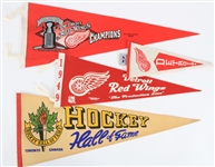 1970s-2000s Detroit Red Wings Pennant Collection - Lot of 9 w/ Team Logos, Terry Sawchuk, Stanley Cup, Winter Classic & More