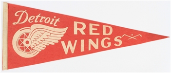 1950s-60s Detroit Red Wings 29" Full Size Pennant