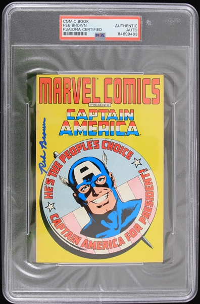 1987 Reb Brown Captain America Autographed Comic Book (PSA Slabbed)
