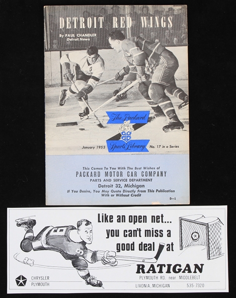 1953-1970s Automotive Dealership Advertisements Featuring the Detroit Red Wings and Gordie Howe (Lot of 2)