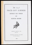 1959 Detroit Red Wings and Boston Bruins Face-Off Dinner Program