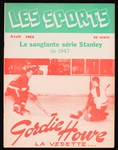 1962 Gordie Howe Detroit Red Wings on the Cover of Les Sports Magazine (In French)