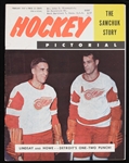 1957 Gordie How and Ted Lindsay Detroit Red Wings on the Cover of Hockey Pictorial Magazine