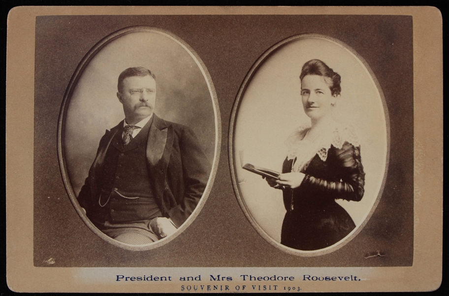1903 Mr. and Mrs. Theodore Roosevelt Souvenir of Visit Cabinet Card