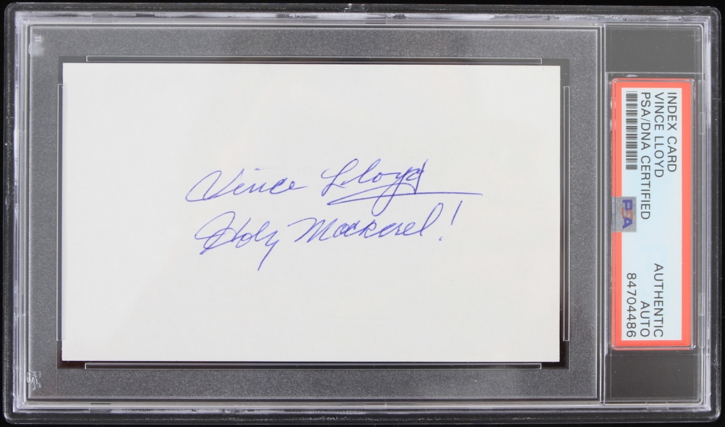 1970s Vince Lloyd Chicago Cubs Radio Announcer Signed 3" x 5" Index Card (PSA Slabbed Authentic)