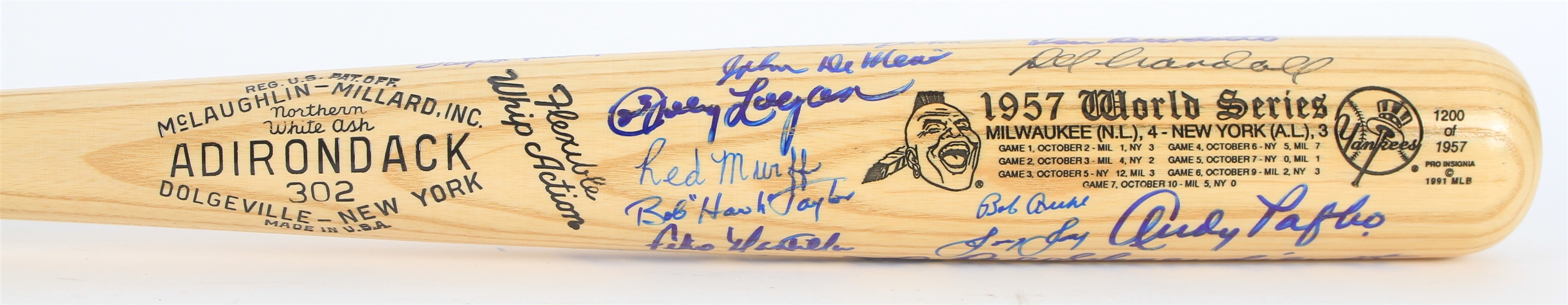 1957 World Series Champion Milwaukee Braves Multi Signed Adirondack Commemorative Bat w/ 16 Signatures Including Warren Spahn, Eddie Mathews, Del Crandall & More (JSA)