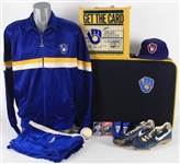 1986-91 Mark Knudson Milwaukee Brewers Personal Memorabilia Collection - Lot of 11 w/ Skyway USA Team Suitcase, Game Worn Cleats, Game Worn Cap, Team Golf Shirt & More (MEARS LOA/JSA)