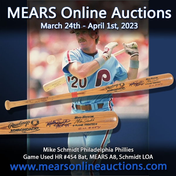 1985 Mike Schmidt Philadelphia Phillies Rawlings Autographed & Inscribed Adirondack Professional Model Game Used Bat (MEARS A8/JSA) Attributed to HR #454 via Schmidt LOA