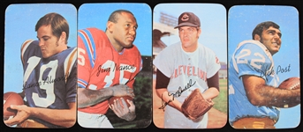 1970-1971 3x5 Trading Cards featuring Dick Post San Diego Chargers Jim Nance New England Patriots Lance Alworth San Diego Chargers and Sam McDowell Cleveland Indians (Lot of 4)