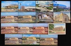 1970s-80s Boxing Venue 3.5" x 5.5" Postcard Collection - Lot of 15 w/ Cow Palace, Los Angeles Sports Arena, Las Vegas Convention Center & More