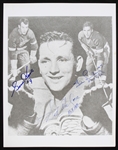 1946-1952 Gordie Howe Sid Abel Ted Lindsay Detroit Red Wings Autographed 11x14 Black and White Photo (JSA)